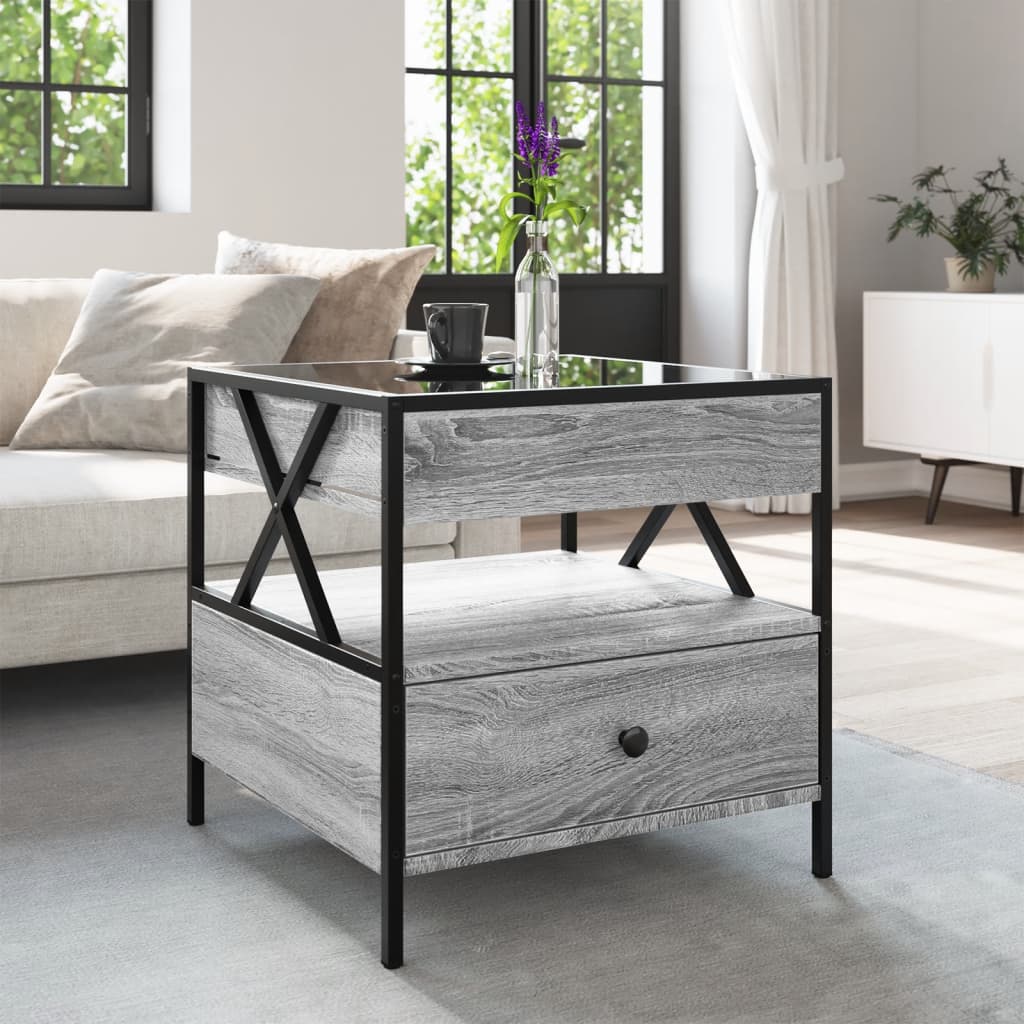 Salontafel met Infinity LED 50x50x51 cm grijs sonoma eikenkleur is nu te koop bij PeponiXL, paradijselijk wonen!
