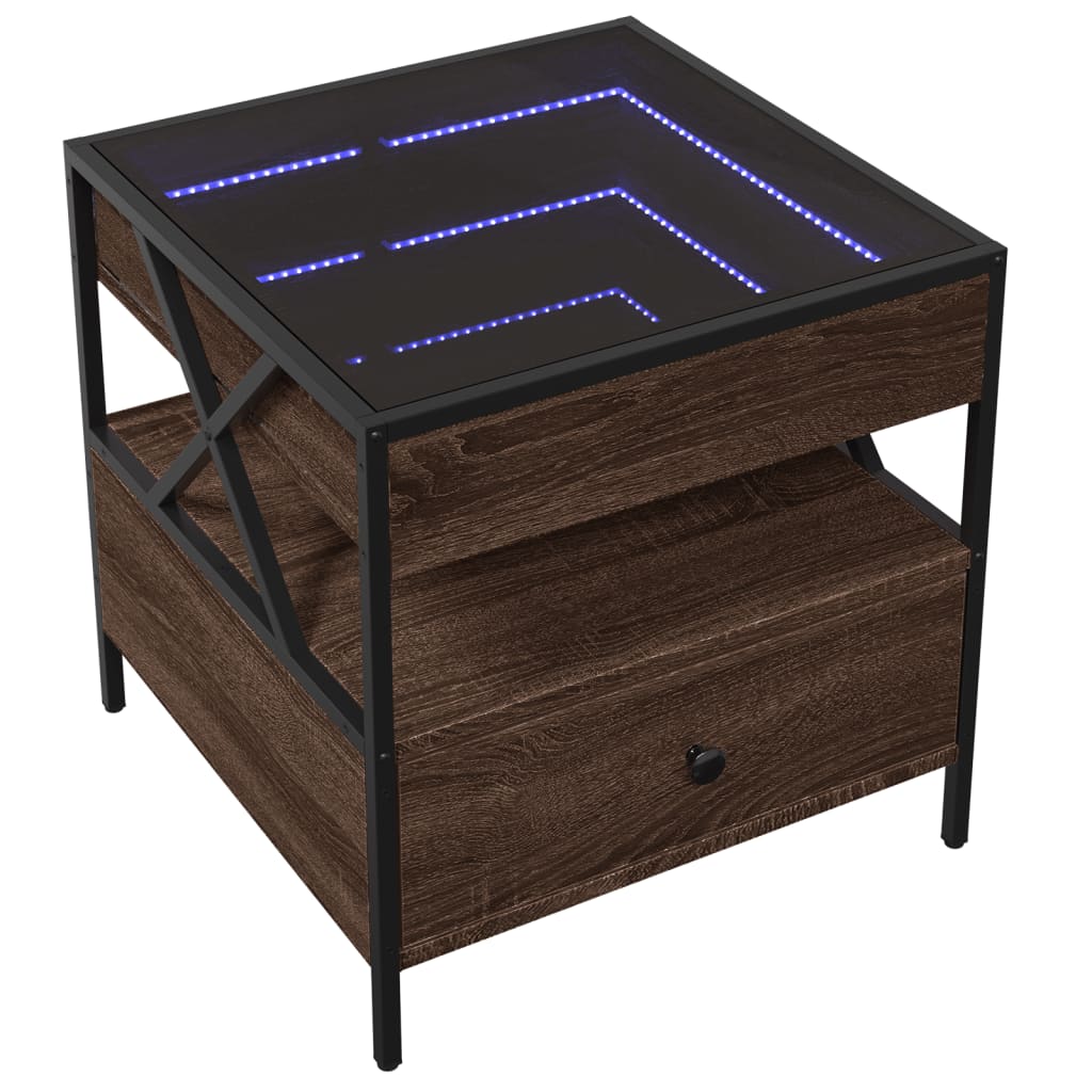 Salontafel met Infinity LED 50x50x51 cm bruin eikenkleurig is nu te koop bij PeponiXL, paradijselijk wonen!