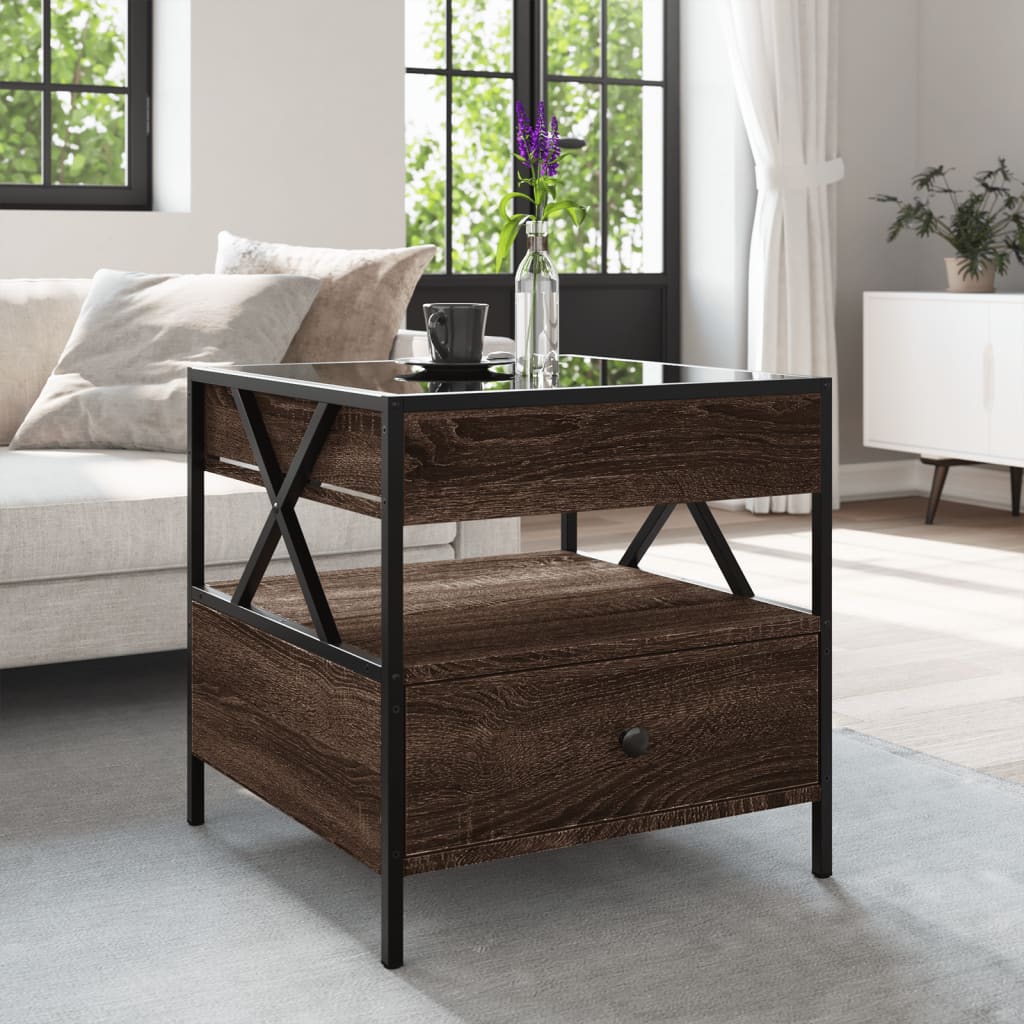 Salontafel met Infinity LED 50x50x51 cm bruin eikenkleurig is nu te koop bij PeponiXL, paradijselijk wonen!