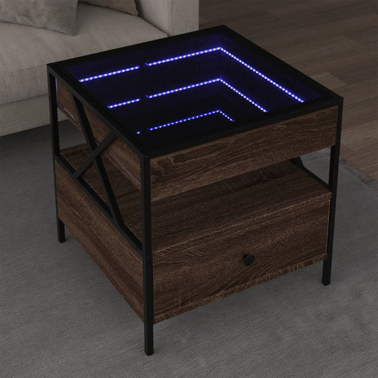 Salontafel met Infinity LED 50x50x51 cm bruin eikenkleurig is nu te koop bij PeponiXL, paradijselijk wonen!