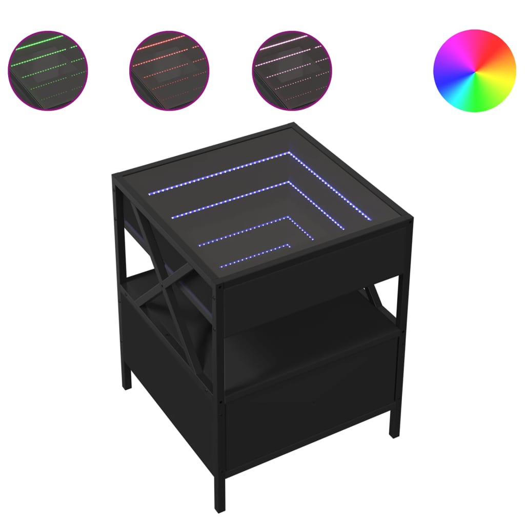 Salontafel met Infinity LED 40x40x51 cm zwart is nu te koop bij PeponiXL, paradijselijk wonen!
