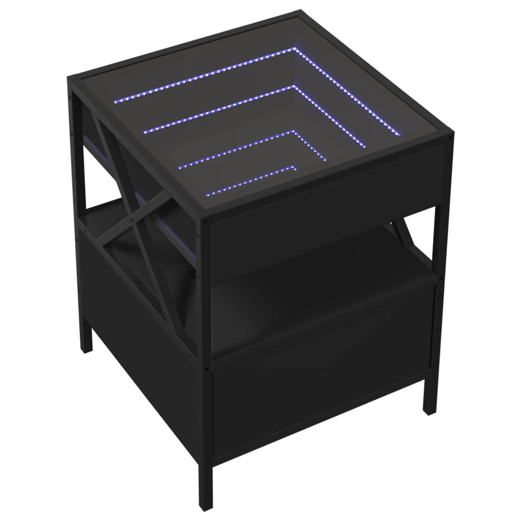 Salontafel met Infinity LED 40x40x51 cm zwart is nu te koop bij PeponiXL, paradijselijk wonen!