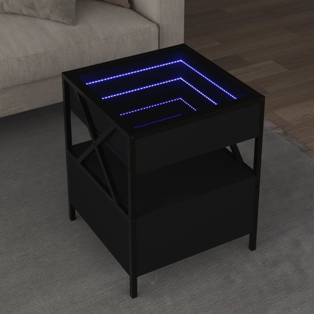 Salontafel met Infinity LED 40x40x51 cm zwart is nu te koop bij PeponiXL, paradijselijk wonen!
