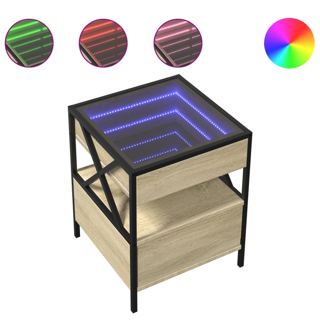 Salontafel met Infinity LED 40x40x51 cm sonoma eikenkleurig is nu te koop bij PeponiXL, paradijselijk wonen!