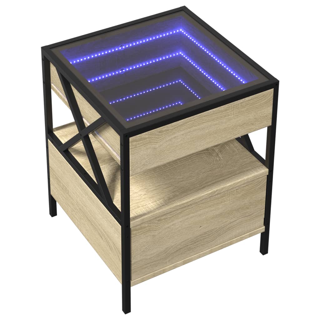Salontafel met Infinity LED 40x40x51 cm sonoma eikenkleurig is nu te koop bij PeponiXL, paradijselijk wonen!