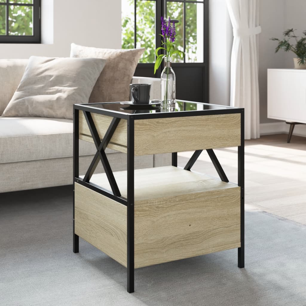 Salontafel met Infinity LED 40x40x51 cm sonoma eikenkleurig is nu te koop bij PeponiXL, paradijselijk wonen!