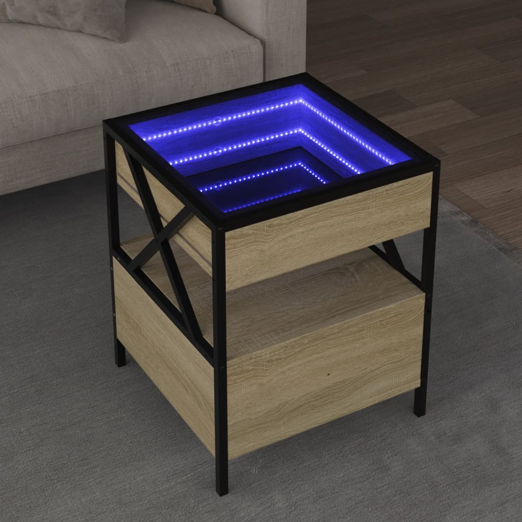 Salontafel met Infinity LED 40x40x51 cm sonoma eikenkleurig is nu te koop bij PeponiXL, paradijselijk wonen!