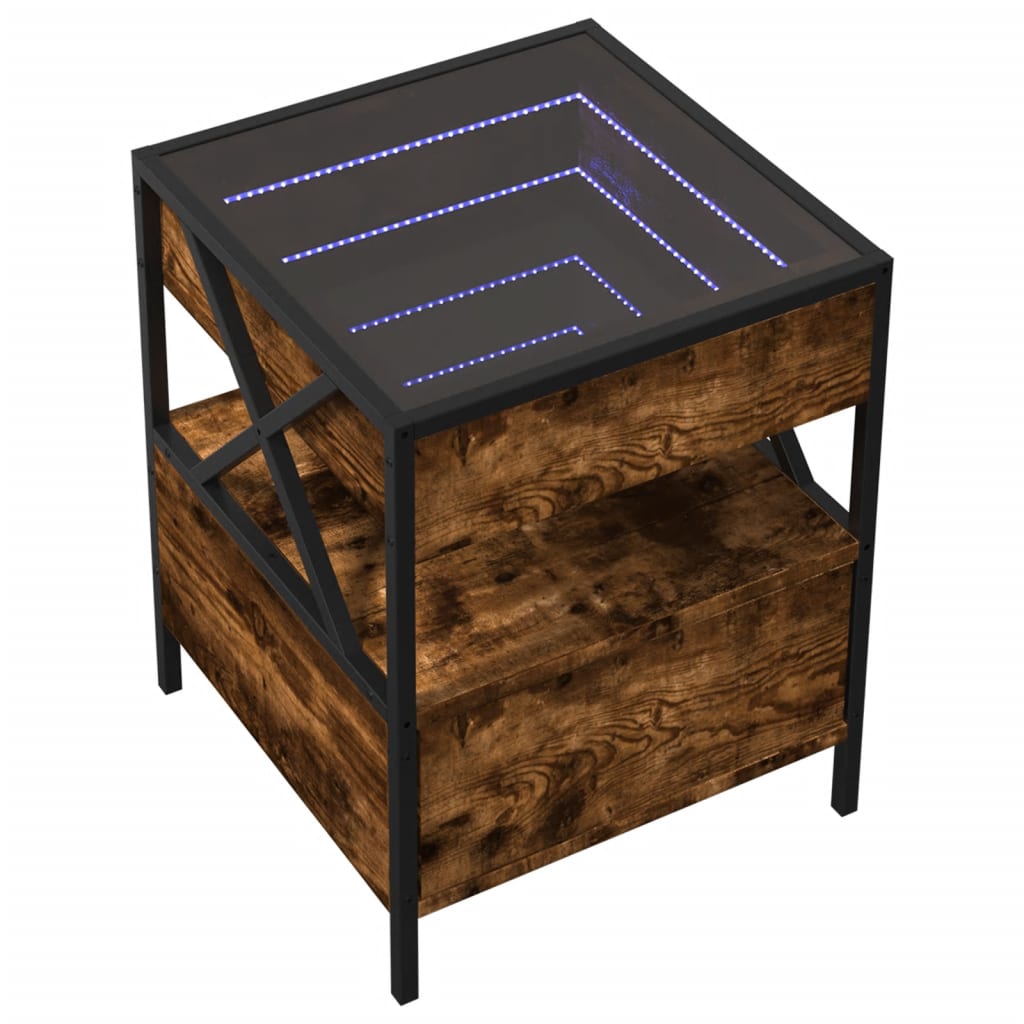 Salontafel met Infinity LED 40x40x51 cm gerookt eikenkleurig is nu te koop bij PeponiXL, paradijselijk wonen!