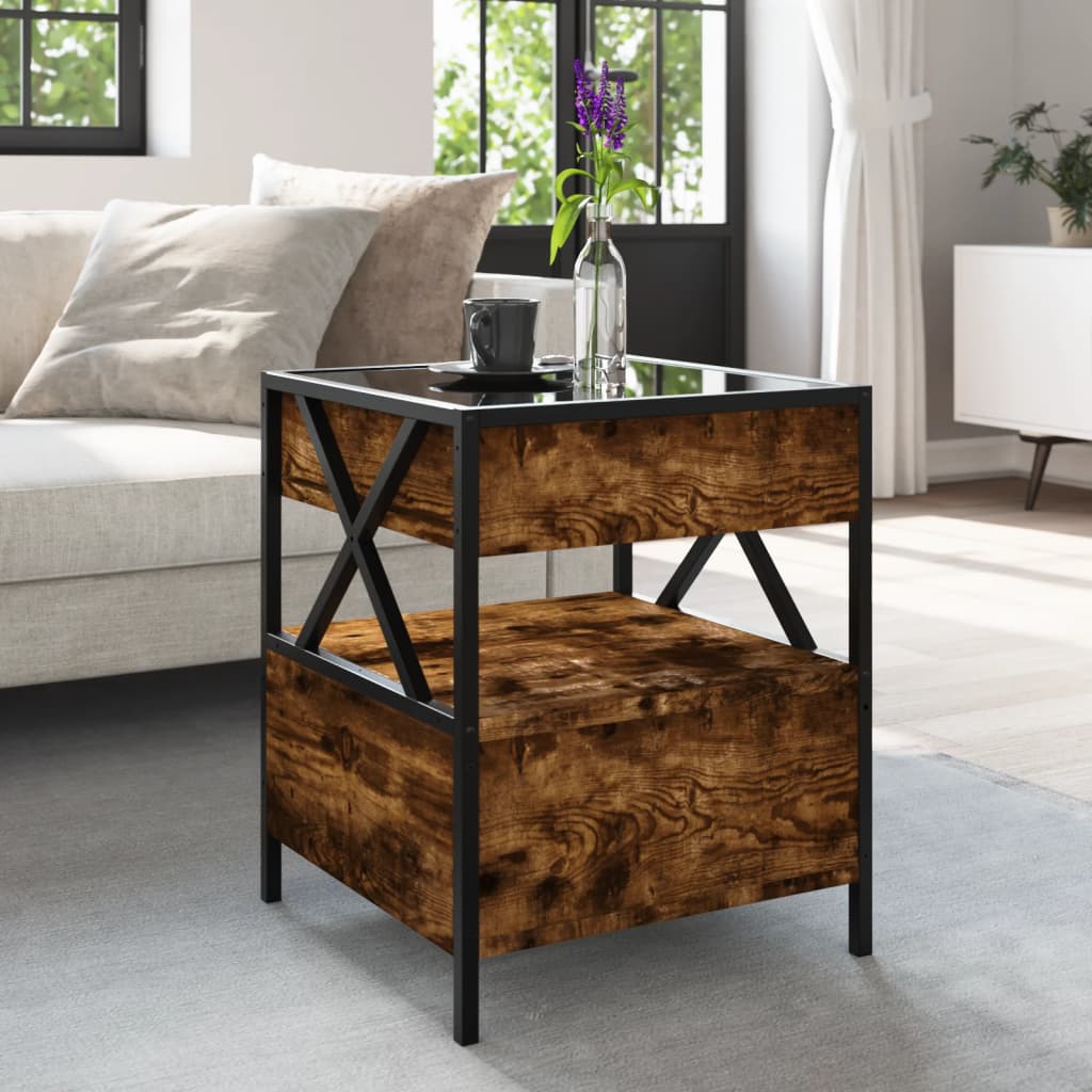 Salontafel met Infinity LED 40x40x51 cm gerookt eikenkleurig is nu te koop bij PeponiXL, paradijselijk wonen!