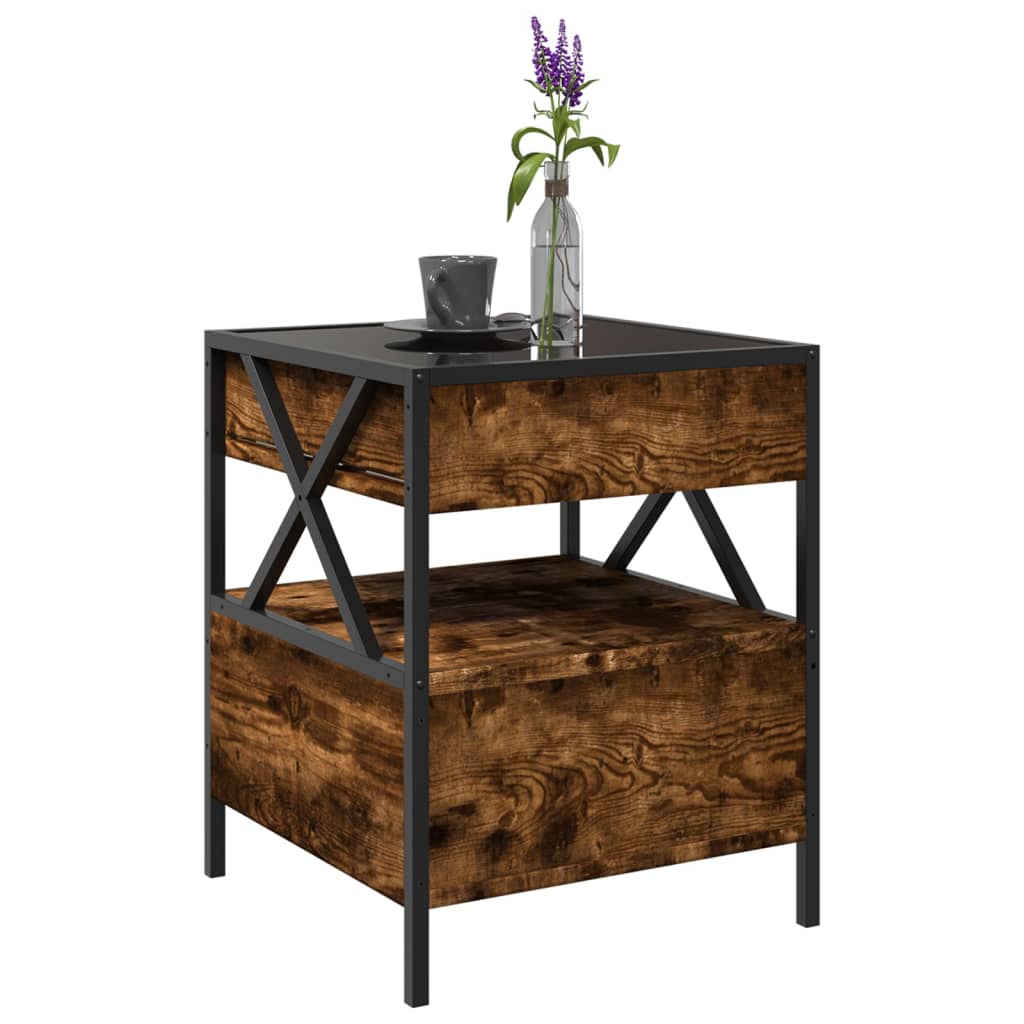 Salontafel met Infinity LED 40x40x51 cm gerookt eikenkleurig is nu te koop bij PeponiXL, paradijselijk wonen!