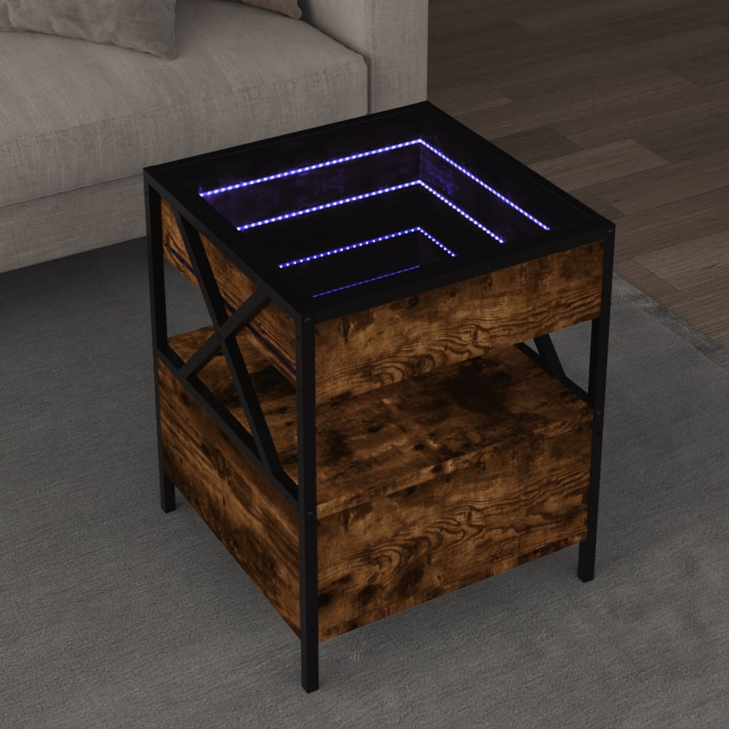 Salontafel met Infinity LED 40x40x51 cm gerookt eikenkleurig is nu te koop bij PeponiXL, paradijselijk wonen!