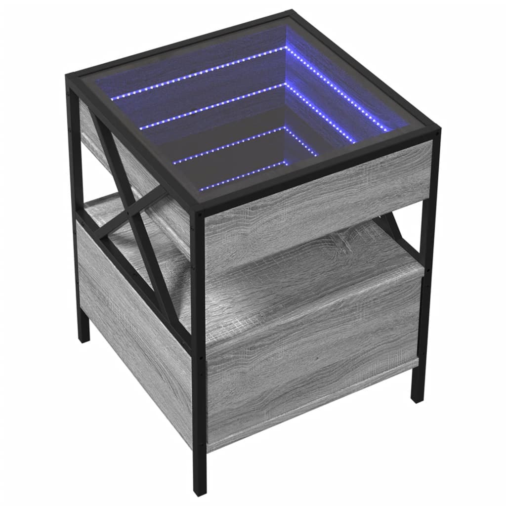 Salontafel met Infinity LED 40x40x51 cm grijs sonoma eikenkleur is nu te koop bij PeponiXL, paradijselijk wonen!