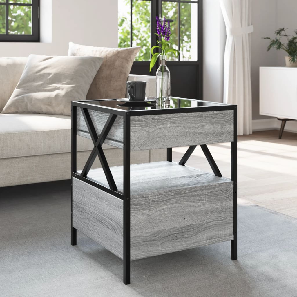 Salontafel met Infinity LED 40x40x51 cm grijs sonoma eikenkleur is nu te koop bij PeponiXL, paradijselijk wonen!