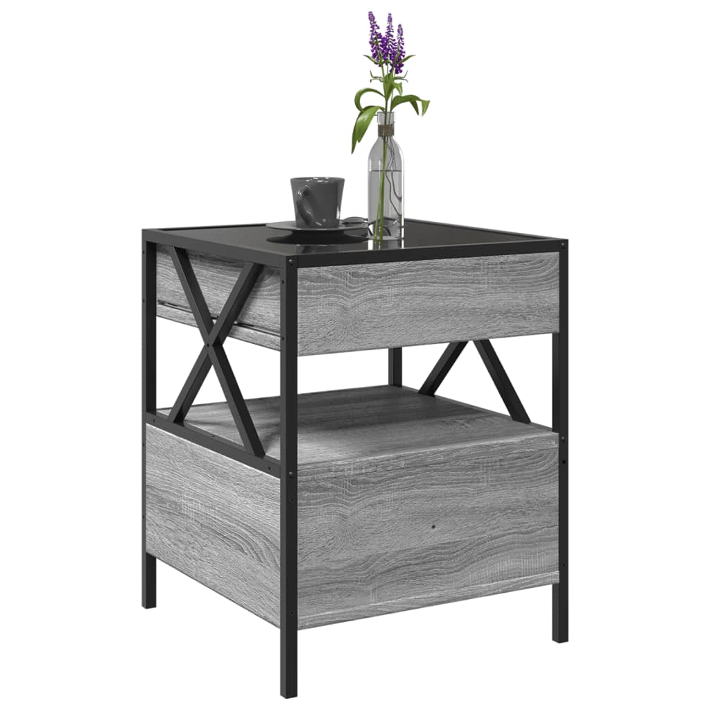 Salontafel met Infinity LED 40x40x51 cm grijs sonoma eikenkleur is nu te koop bij PeponiXL, paradijselijk wonen!