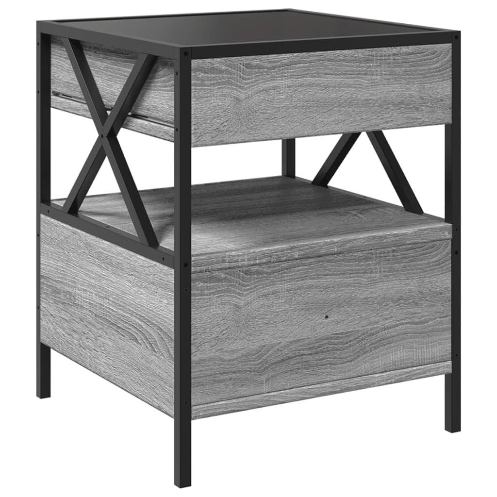 Salontafel met Infinity LED 40x40x51 cm grijs sonoma eikenkleur is nu te koop bij PeponiXL, paradijselijk wonen!