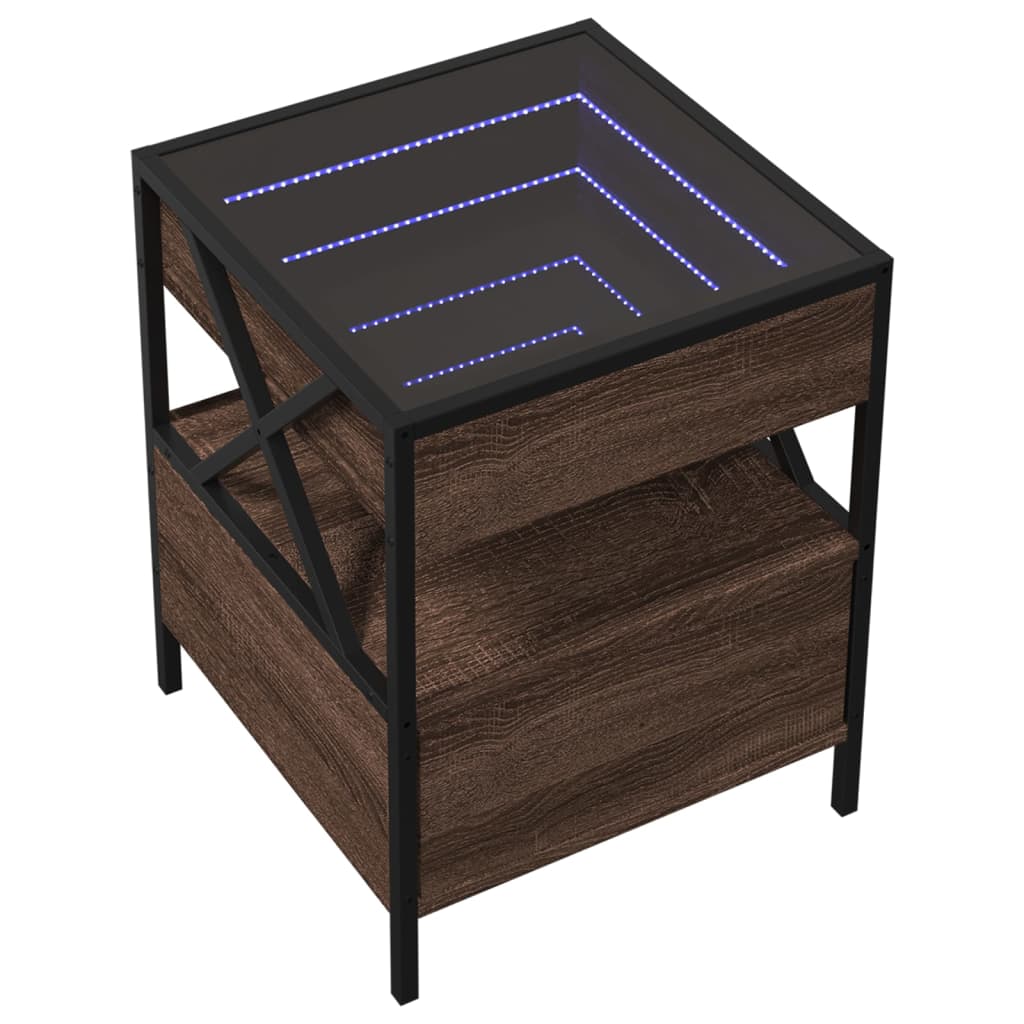 Salontafel met Infinity LED 40x40x51 cm bruin eikenkleurig is nu te koop bij PeponiXL, paradijselijk wonen!