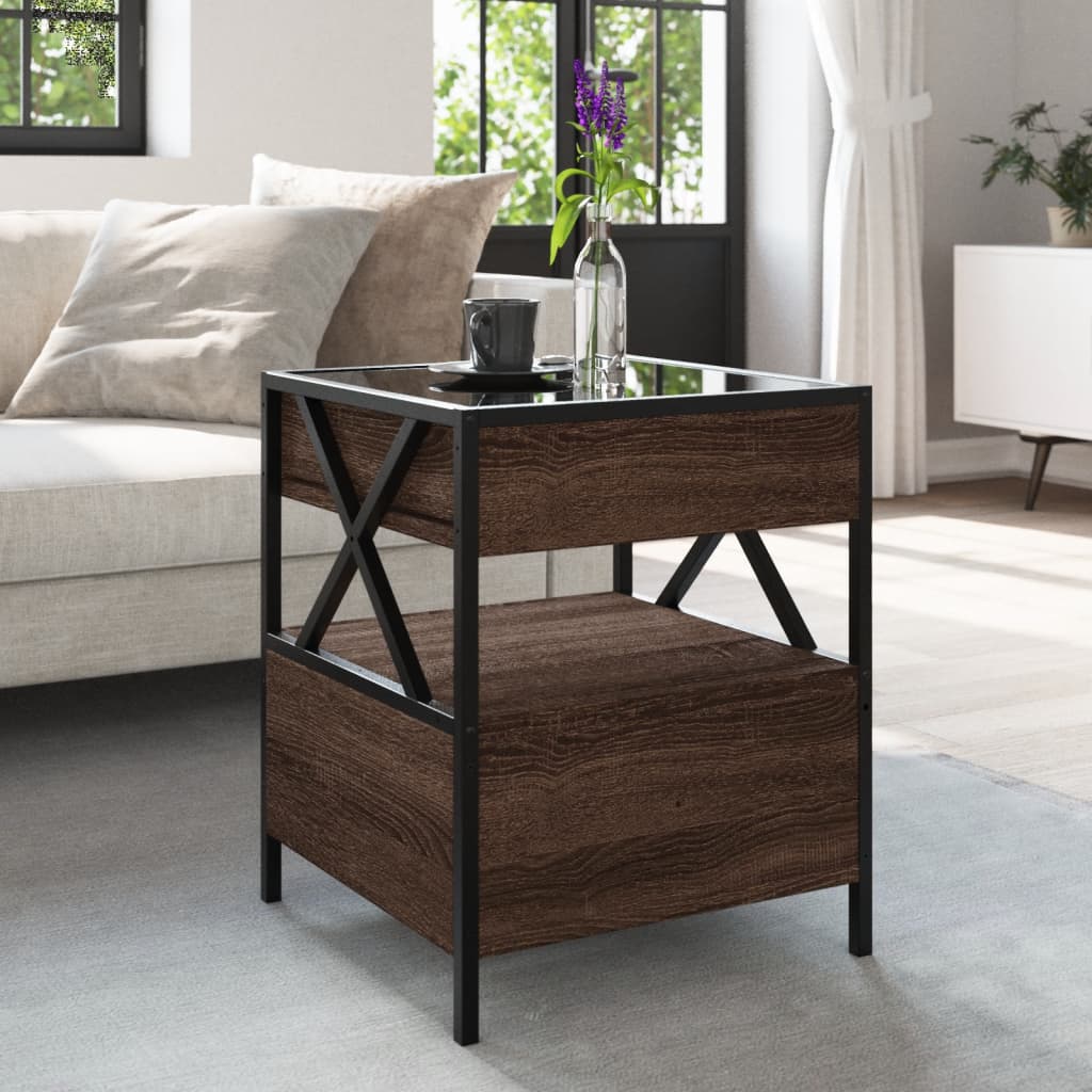 Salontafel met Infinity LED 40x40x51 cm bruin eikenkleurig is nu te koop bij PeponiXL, paradijselijk wonen!