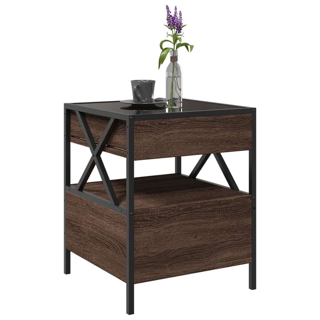 Salontafel met Infinity LED 40x40x51 cm bruin eikenkleurig is nu te koop bij PeponiXL, paradijselijk wonen!