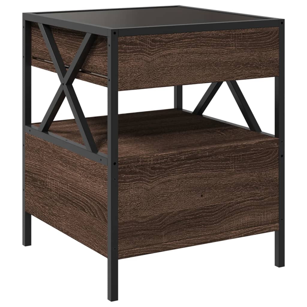 Salontafel met Infinity LED 40x40x51 cm bruin eikenkleurig is nu te koop bij PeponiXL, paradijselijk wonen!