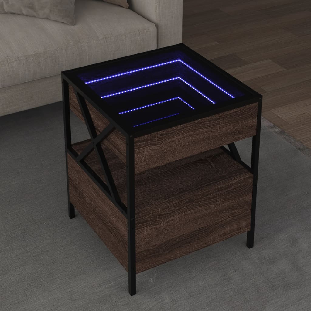 Salontafel met Infinity LED 40x40x51 cm bruin eikenkleurig is nu te koop bij PeponiXL, paradijselijk wonen!