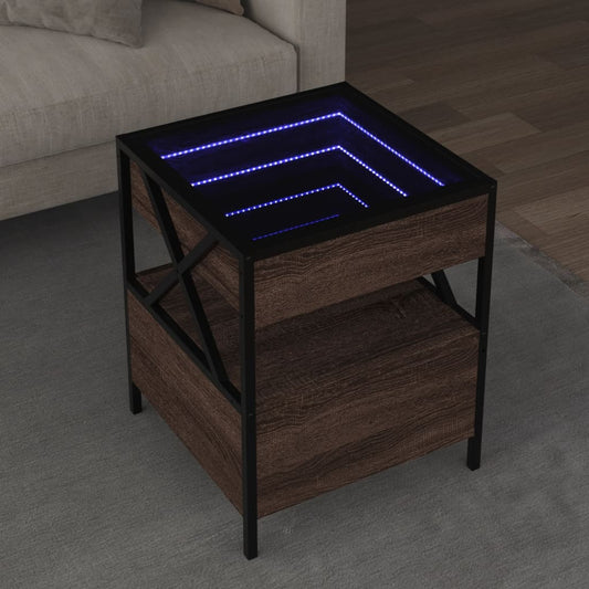 Salontafel met Infinity LED 40x40x51 cm bruin eikenkleurig is nu te koop bij PeponiXL, paradijselijk wonen!
