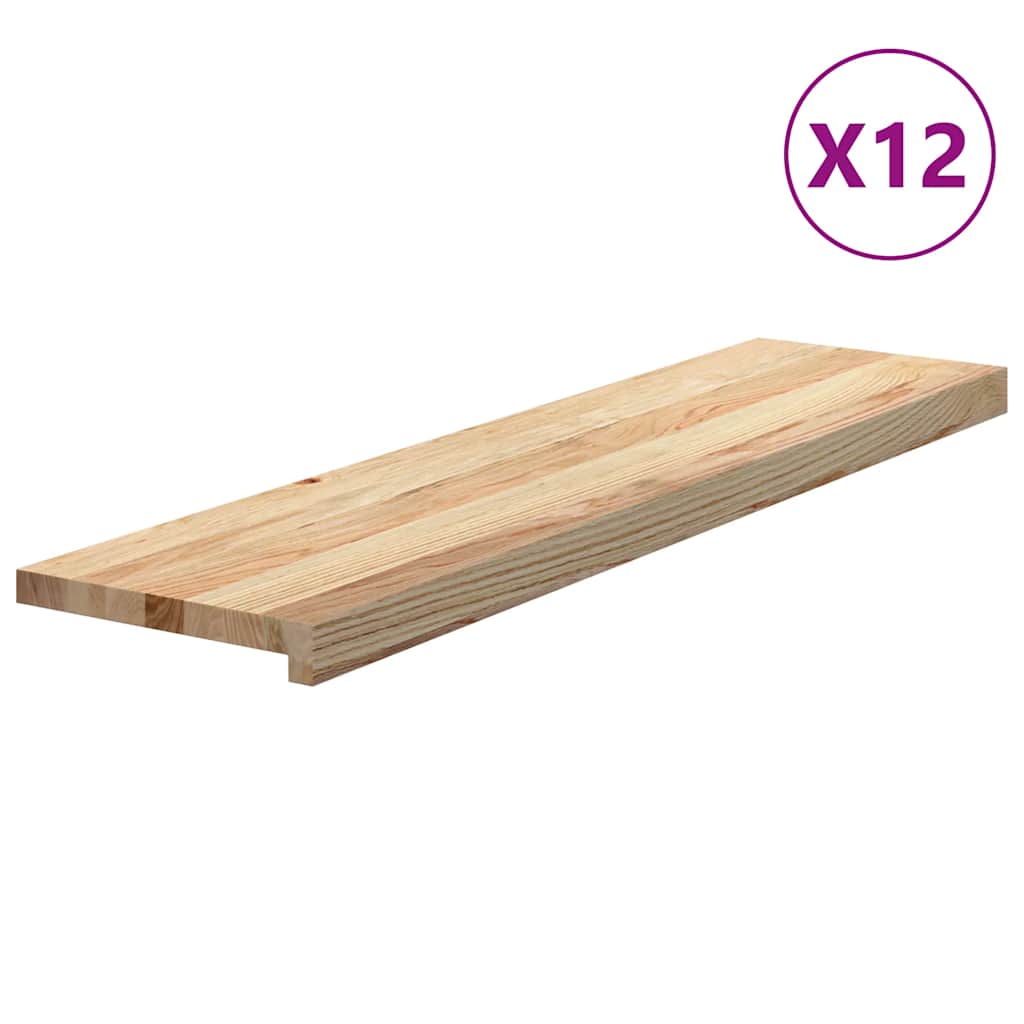 Traptreden 12 st 100x30x2 cm onbehandeld massief eikenhout is nu te koop bij PeponiXL, paradijselijk wonen!