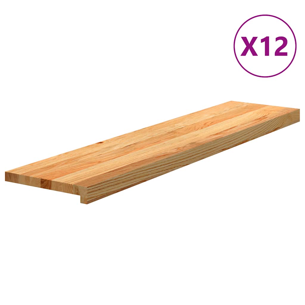 Traptreden 12 st 110x25x2 cm massief eikenhout lichtbruin is nu te koop bij PeponiXL, paradijselijk wonen!