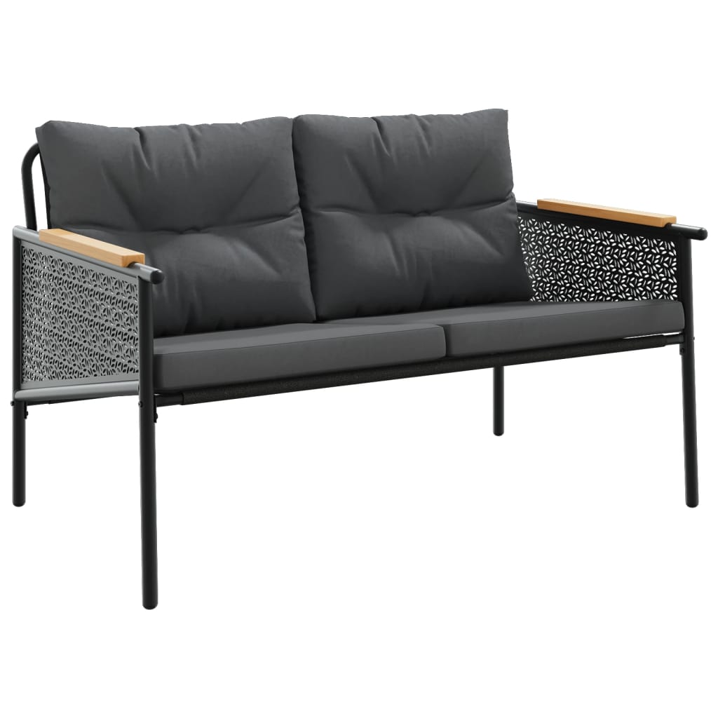 5-delige Balkonset met kussens staal zwart is nu te koop bij PeponiXL, paradijselijk wonen!