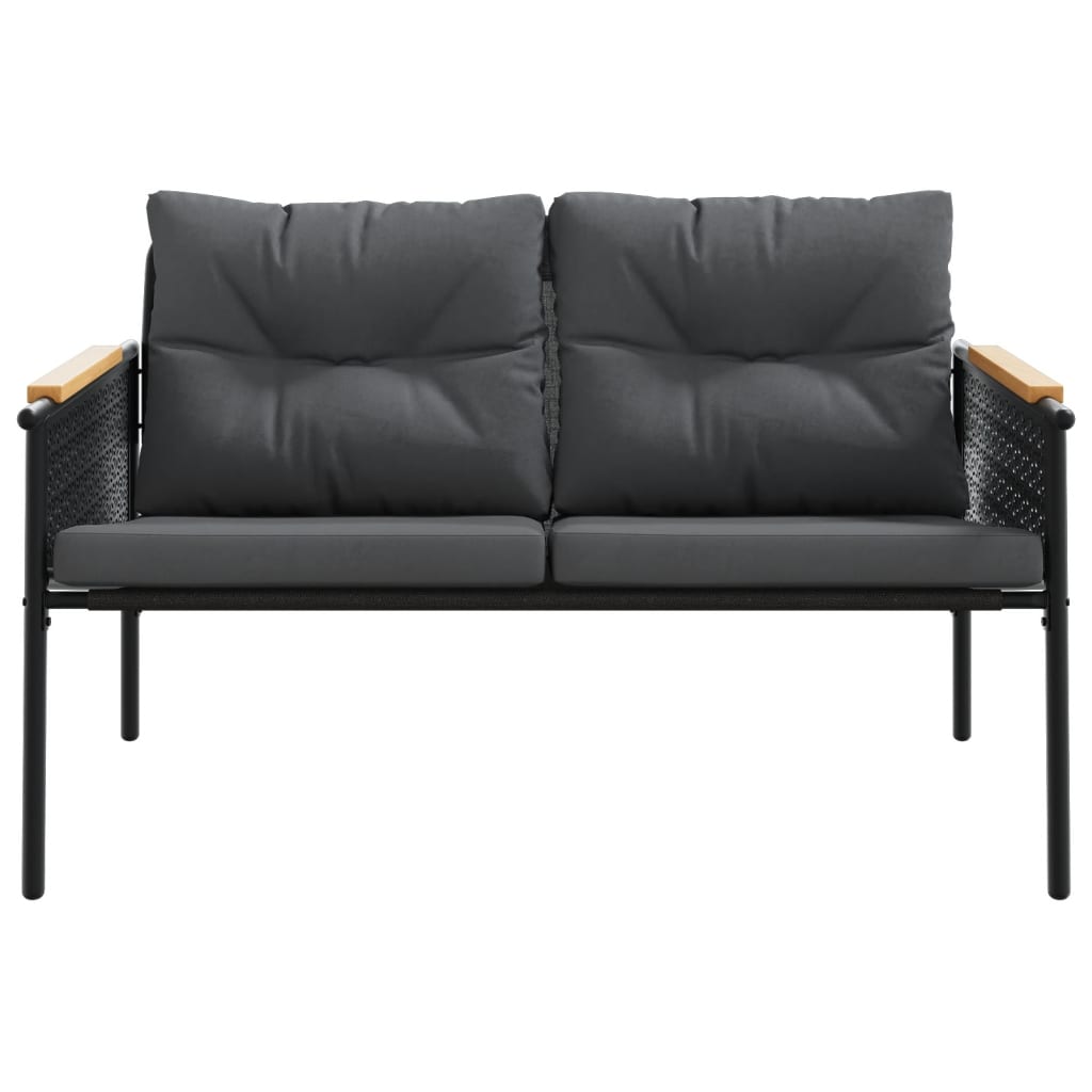 5-delige Balkonset met kussens staal zwart is nu te koop bij PeponiXL, paradijselijk wonen!