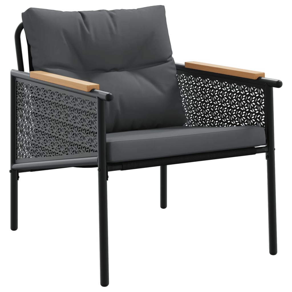 5-delige Balkonset met kussens staal zwart is nu te koop bij PeponiXL, paradijselijk wonen!
