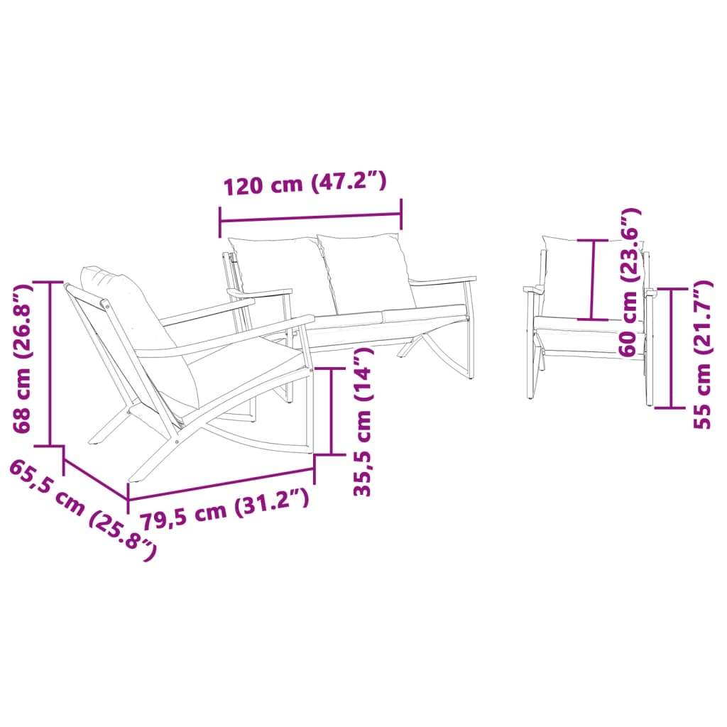 3-delige Balkonset met kussens staal zwart is nu te koop bij PeponiXL, paradijselijk wonen!