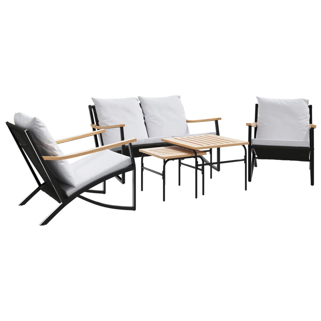 5-delige Balkonset met kussens staal zwart is nu te koop bij PeponiXL, paradijselijk wonen!