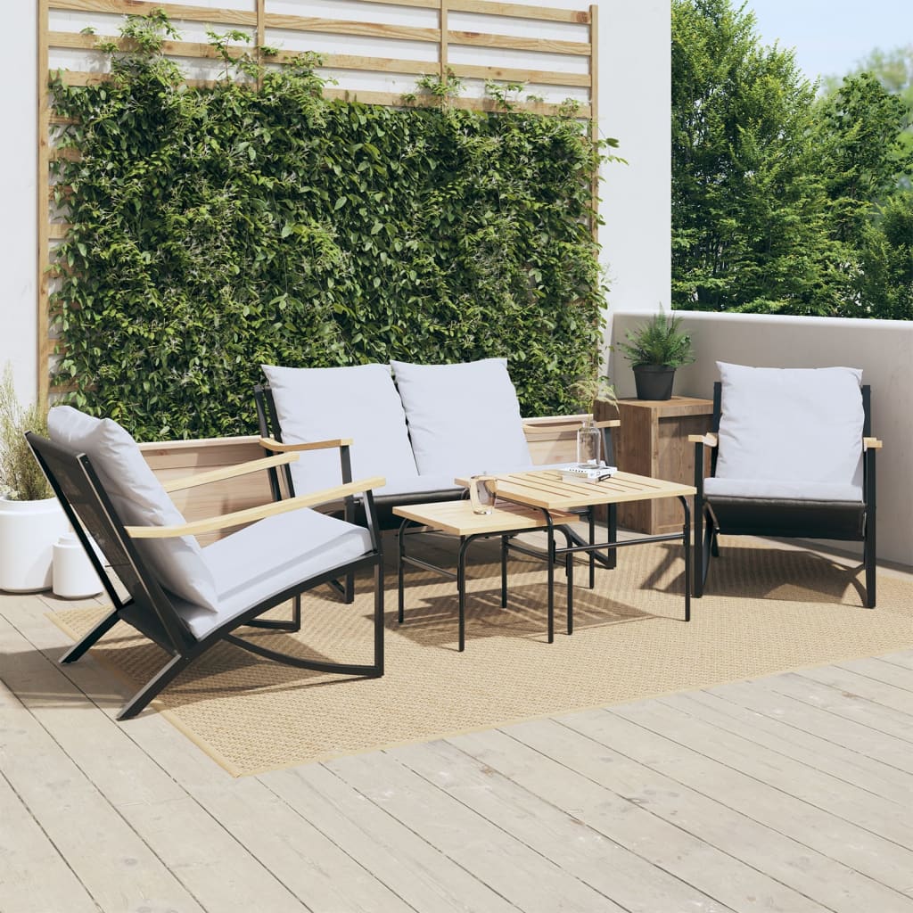 5-delige Balkonset met kussens staal zwart is nu te koop bij PeponiXL, paradijselijk wonen!
