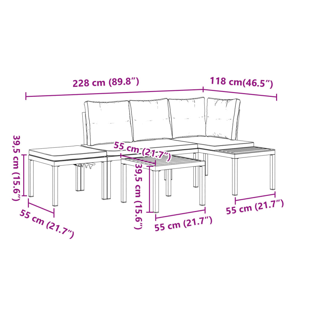 4-delige Loungeset met kussens gepoedercoat staal zwart is nu te koop bij PeponiXL, paradijselijk wonen!
