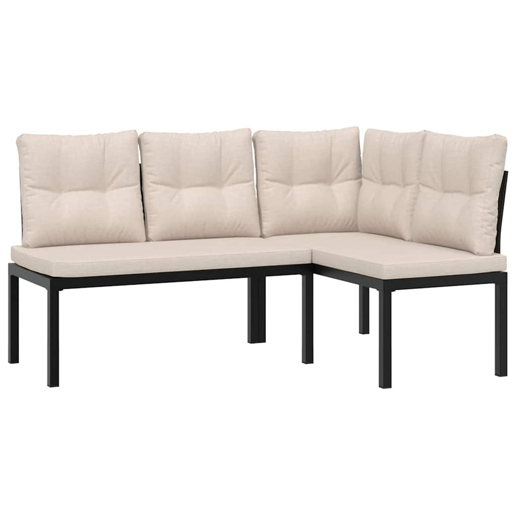4-delige Loungeset met kussens gepoedercoat staal zwart is nu te koop bij PeponiXL, paradijselijk wonen!