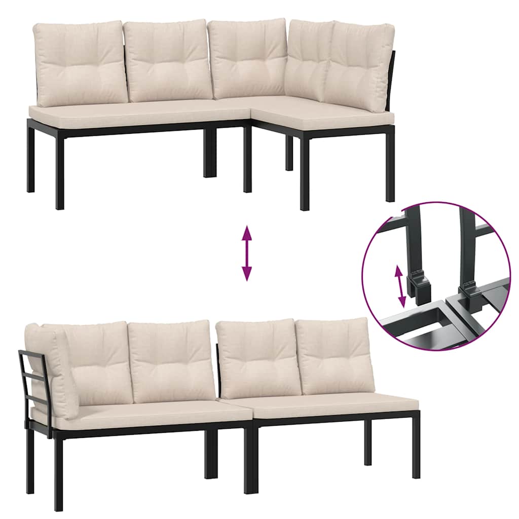 4-delige Loungeset met kussens gepoedercoat staal zwart is nu te koop bij PeponiXL, paradijselijk wonen!