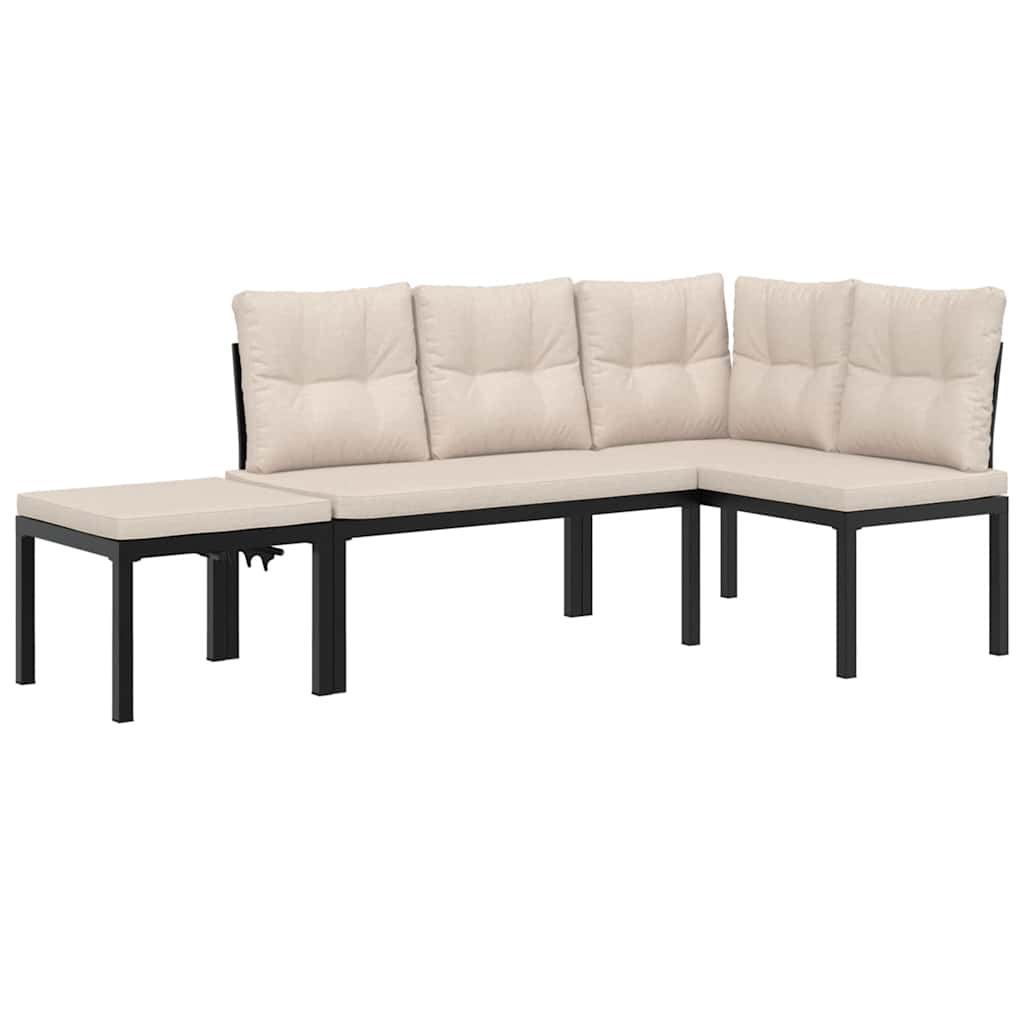 3-delige Loungeset met kussens gepoedercoat staal zwart is nu te koop bij PeponiXL, paradijselijk wonen!