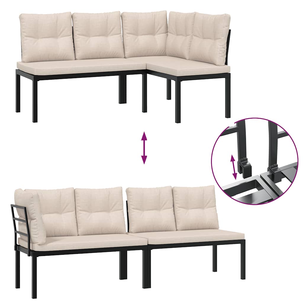 5-delige Loungeset met kussens gepoedercoat staal zwart is nu te koop bij PeponiXL, paradijselijk wonen!