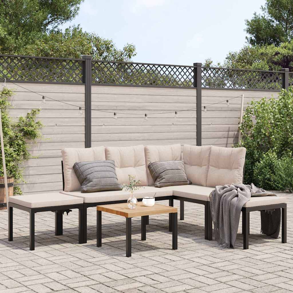 5-delige Loungeset met kussens gepoedercoat staal zwart is nu te koop bij PeponiXL, paradijselijk wonen!