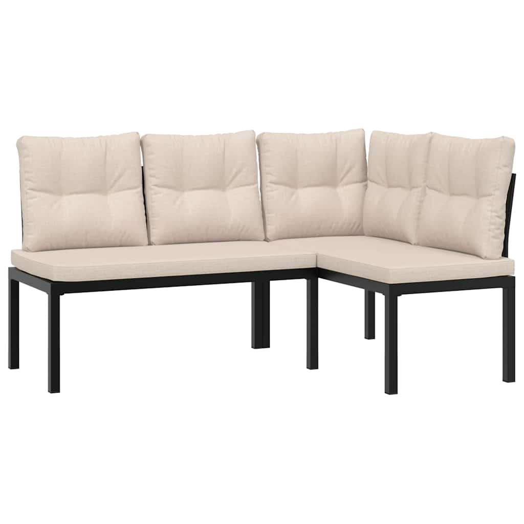 4-delige Loungeset met kussens gepoedercoat staal zwart is nu te koop bij PeponiXL, paradijselijk wonen!
