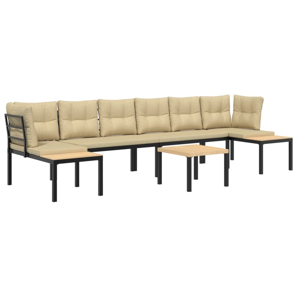 5-delige Loungeset met kussens gepoedercoat staal zwart is nu te koop bij PeponiXL, paradijselijk wonen!