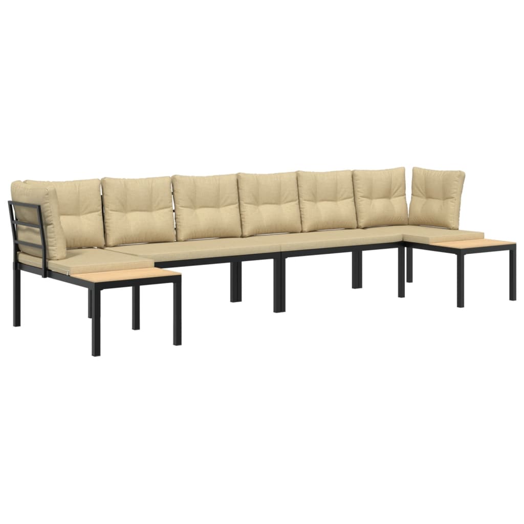 4-delige Loungeset met kussens gepoedercoat staal zwart is nu te koop bij PeponiXL, paradijselijk wonen!