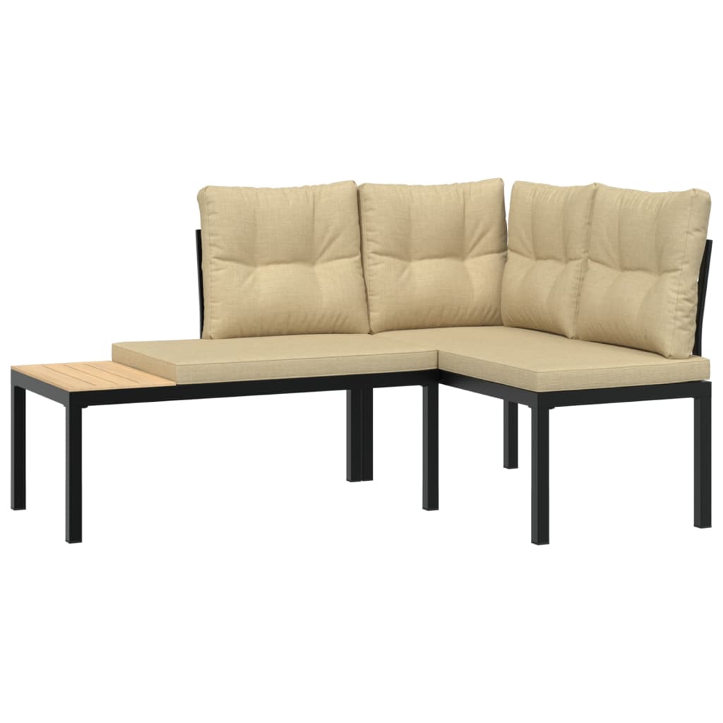 4-delige Loungeset met kussens gepoedercoat staal zwart is nu te koop bij PeponiXL, paradijselijk wonen!