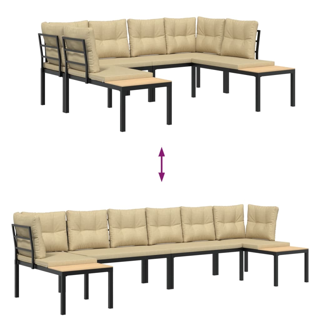 4-delige Loungeset met kussens gepoedercoat staal zwart is nu te koop bij PeponiXL, paradijselijk wonen!