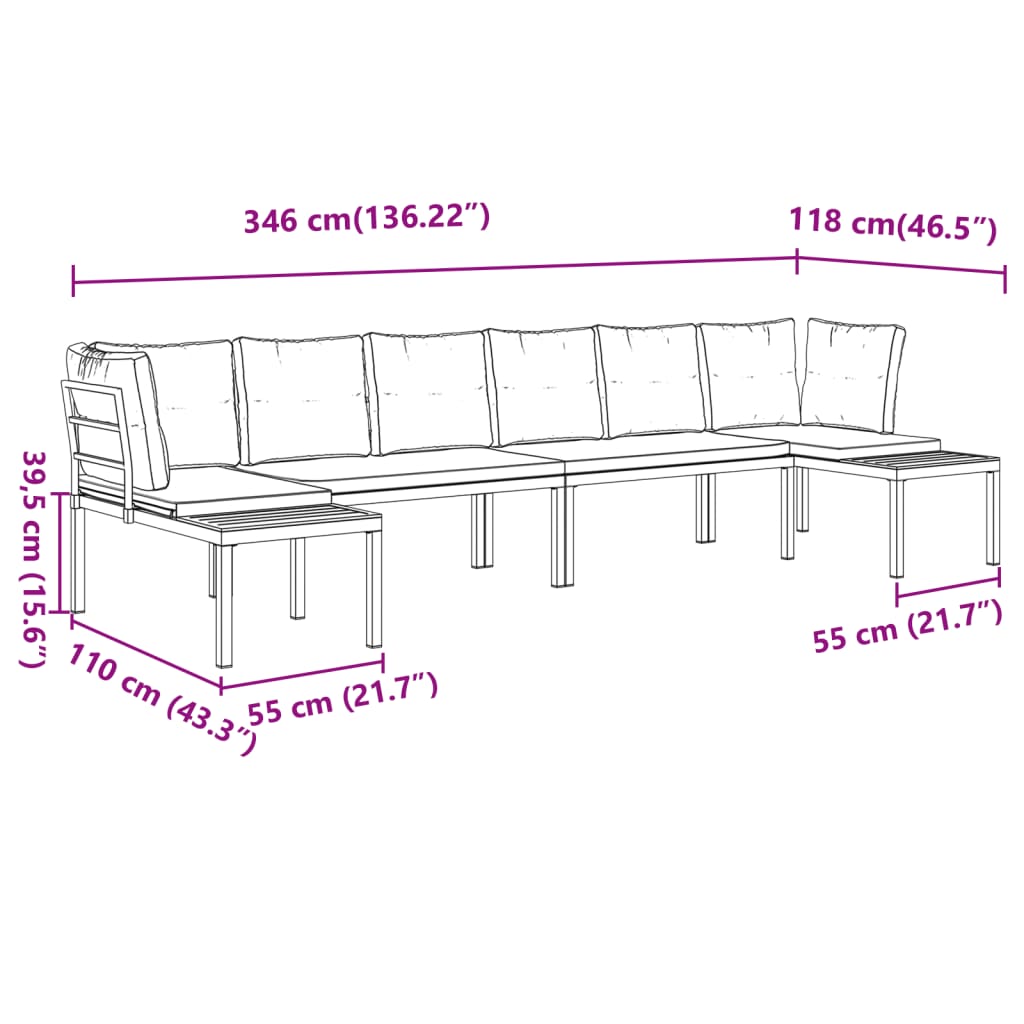 4-delige Loungeset met kussens gepoedercoat staal zwart is nu te koop bij PeponiXL, paradijselijk wonen!