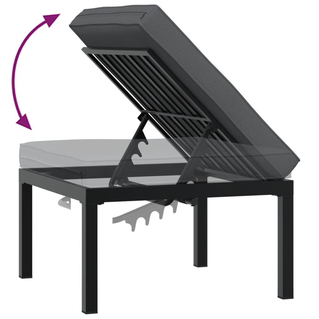 4-delige Loungeset met kussens aluminium zwart is nu te koop bij PeponiXL, paradijselijk wonen!