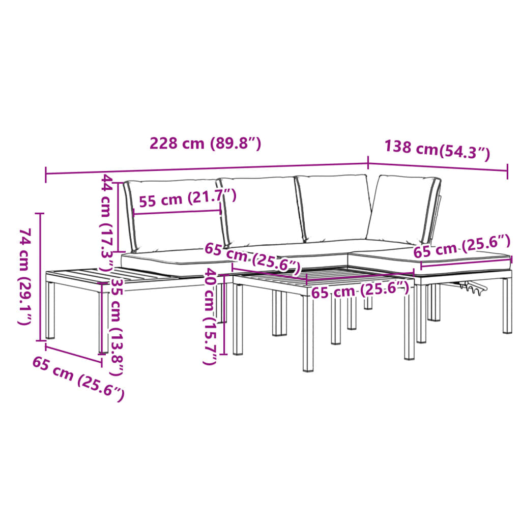 4-delige Loungeset met kussens aluminium zwart is nu te koop bij PeponiXL, paradijselijk wonen!