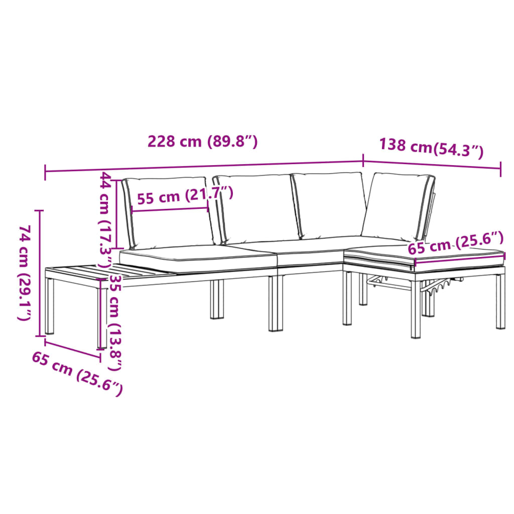 3-delige Loungeset met kussens aluminium zwart is nu te koop bij PeponiXL, paradijselijk wonen!