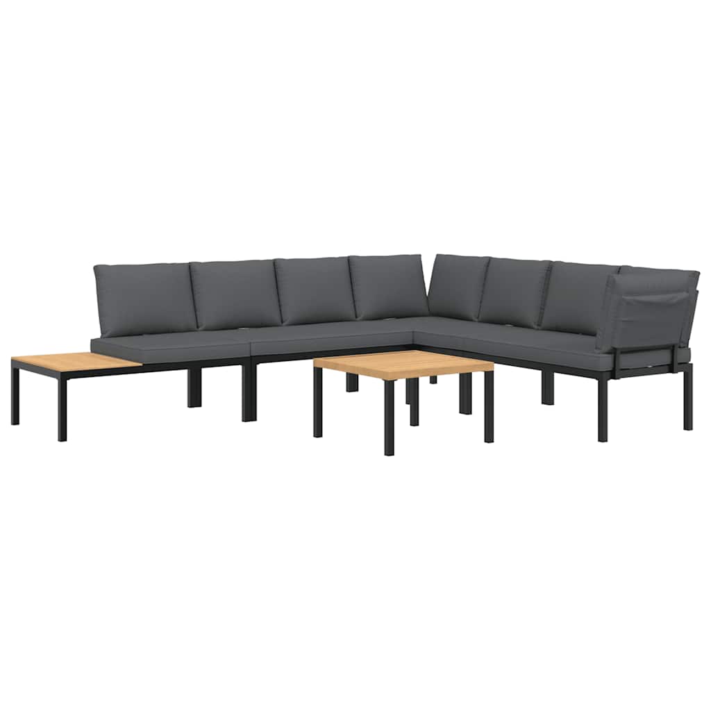 5-delige Loungeset met kussens aluminium zwart is nu te koop bij PeponiXL, paradijselijk wonen!