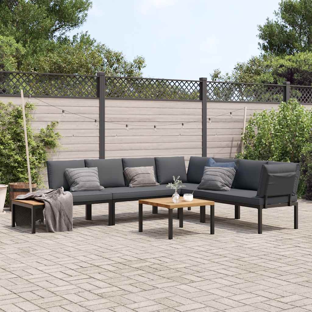 5-delige Loungeset met kussens aluminium zwart is nu te koop bij PeponiXL, paradijselijk wonen!